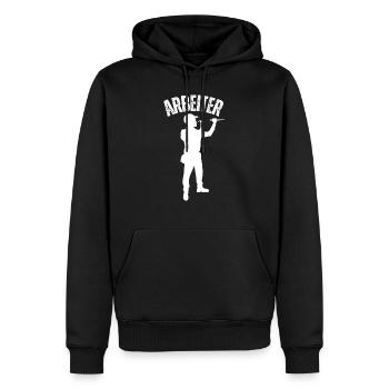 Arbeiter - Männer Premium Bio Hoodie - Schwarz - Vorne - Nico (187cm)