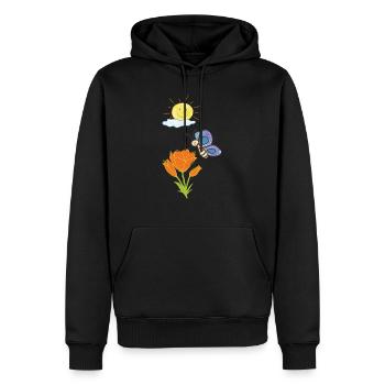 Fleurs Papillon - Sweat à capuche Premium bio Homme - noir - Devant - Nico (187cm)