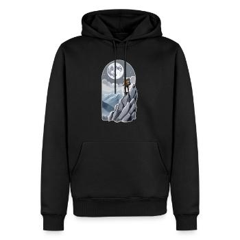 Klettern - Mond - Weltraum - Männer Premium Bio Hoodie - Schwarz - Vorne - Nico (187cm)