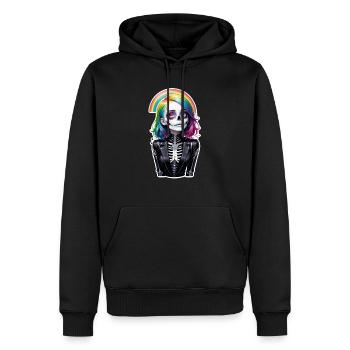 Halloween - Rock & Regenbogen - Männer Premium Bio Hoodie - Schwarz - Vorne - Nico (187cm)