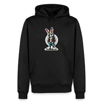 Lapin de Pâques Cool - Sweat à capuche Premium bio Homme - noir - Devant - Nico (187cm)