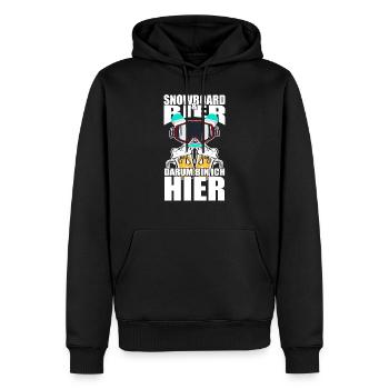 Lustiger Spruch Snowboard Bier darum bin ich hier - Männer Premium Bio Hoodie - Schwarz - Vorne - Nico (187cm)