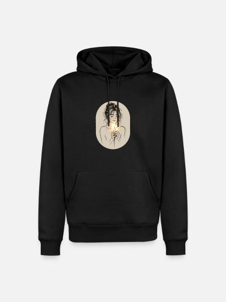 Frau mit Kerze - Männer Premium Bio Hoodie - Schwarz