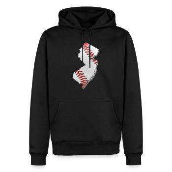 New Jersey (États-Unis) | Vrai baseball | Carte - Sweat à capuche Premium bio Homme - noir - Devant - Nico (187cm)