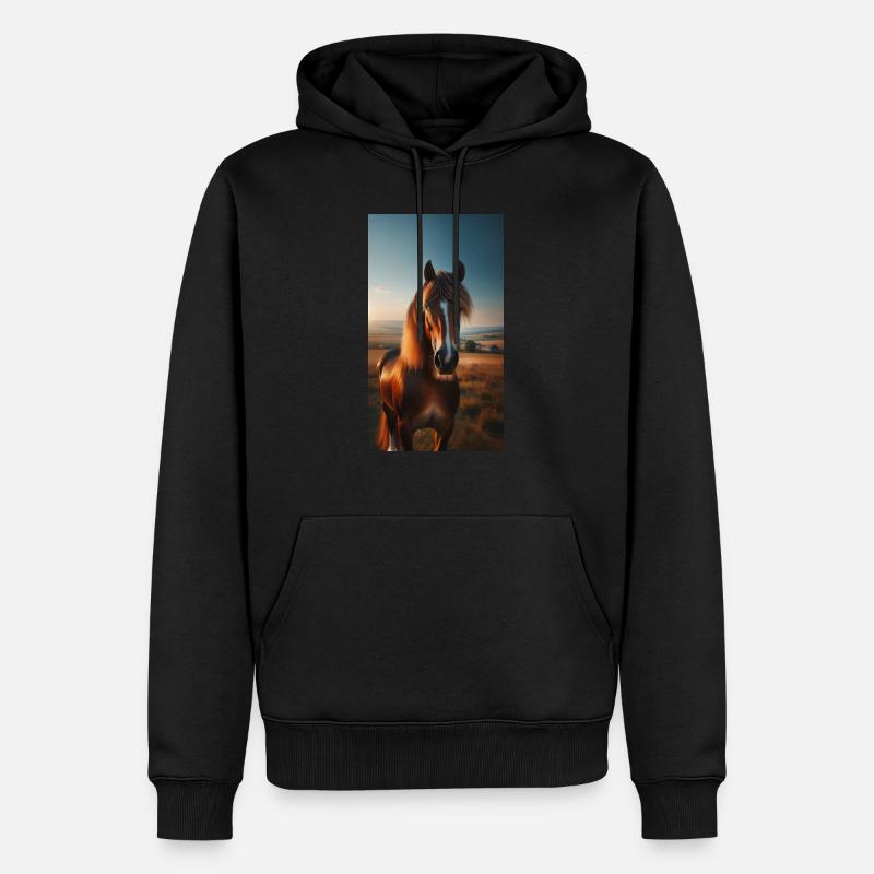 Pferd - Männer Premium Bio Hoodie - Schwarz