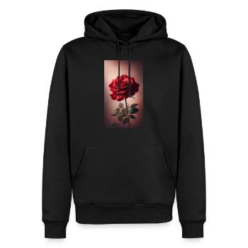 Rose rouge - Sweat à capuche Premium bio Homme - noir - Devant - Nico (187cm)