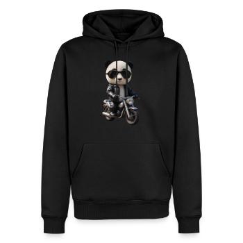 Biker Panda - Männer Premium Bio Hoodie - Schwarz - Vorne - Nico (187cm)