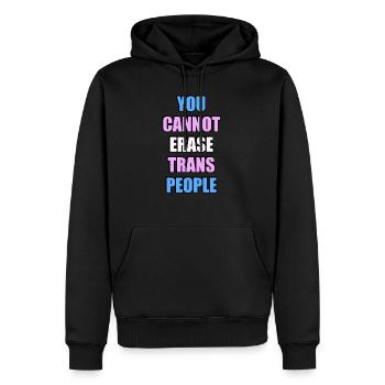 You cannot erase trans people - Men’s Premium Organic Hoodie - black - Front - Nico (187cm)