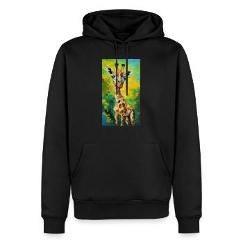 Girafe Peinture Peinture Art bande dessinée - Sweat à capuche Premium bio Homme - noir - Devant - Nico (187cm)
