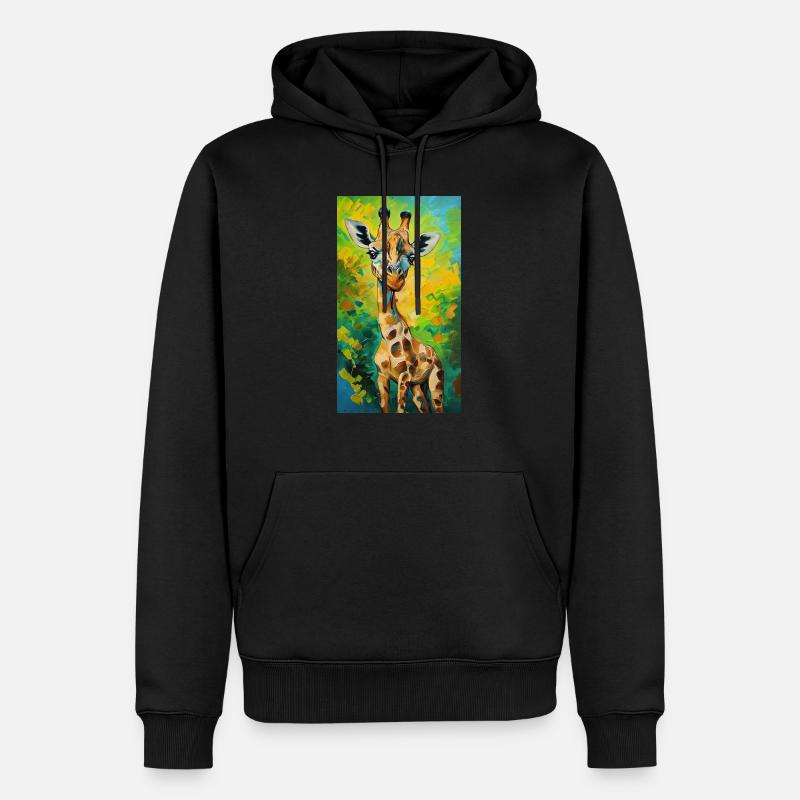Giraffe Painting Gemälde Kunst comic - Männer Premium Bio Hoodie - Schwarz