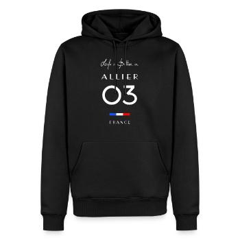 La vie en Allier 03 Auvergne Rhône France - Sweat à capuche Premium bio Homme - noir - Devant - Nico (187cm)