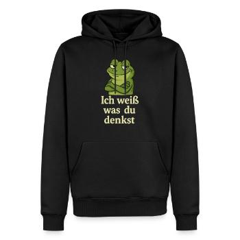Frog grinning I know what you're thinking - Men’s Premium Organic Hoodie - black - Front - Nico (187cm)