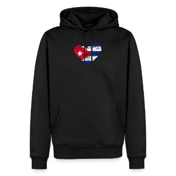 Kuba mit Herz - Männer Premium Bio Hoodie - Schwarz - Vorne - Nico (187cm)