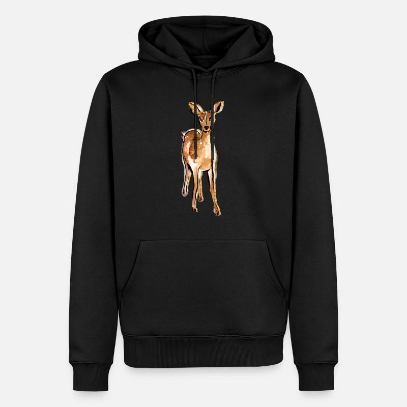 Nette Hand gezeichnete Rotwild - Männer Premium Bio Hoodie - Schwarz
