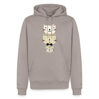 Famille des chats - Sweat à capuche Premium bio Homme - taupe - Devant - Nico (187cm)