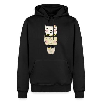 Famille des chats - Sweat à capuche Premium bio Homme - noir - Devant - Nico (187cm)