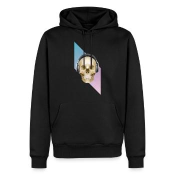 Crâne polygonale et casque - Sweat à capuche Premium bio Homme - noir - Devant - Nico (187cm)