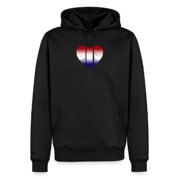 Hollande Pays-Bas Drapeau Herz - Sweat à capuche Premium bio Homme - noir - Devant - Nico (187cm)