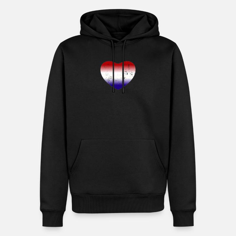 Hollande Pays-Bas Drapeau Herz - Sweat à capuche Premium bio Homme - noir