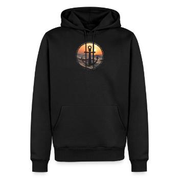 mer d'ancre - Sweat à capuche Premium bio Homme - noir - Devant - Nico (187cm)
