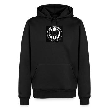 antifa - Männer Premium Bio Hoodie - Schwarz - Vorne - Nico (187cm)