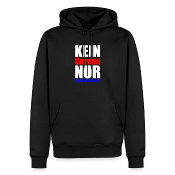 KEIN Corona NUR Raucherhusten - Männer Premium Bio Hoodie - Schwarz - Vorne - Nico (187cm)
