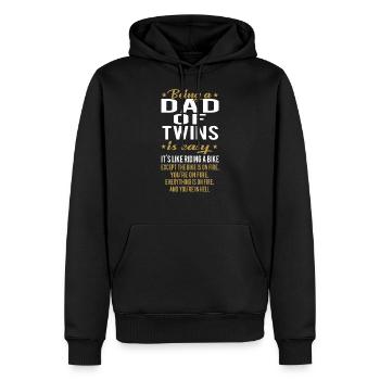 Papa de jumeaux - Sweat à capuche Premium bio Homme - noir - Devant - Nico (187cm)