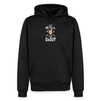 J'écoute du métal avec mon papa - Sweat à capuche Premium bio Homme - noir - Devant - Nico (187cm)