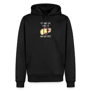 Mon pancréas fonctionne avec des piles AAA - Sweat à capuche Premium bio Homme - noir - Devant - Nico (187cm)
