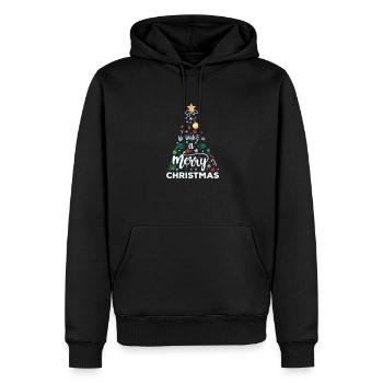 Chandail d’arbre de Noël - Sweat à capuche Premium bio Homme - noir - Devant - Nico (187cm)