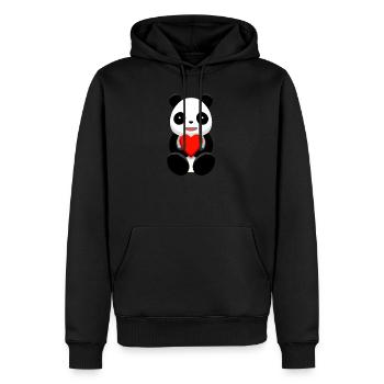 Panda <3 - Sweat à capuche Premium bio Homme - noir - Devant - Nico (187cm)