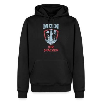 Moin Ihr Spacken - Männer Premium Bio Hoodie - Schwarz - Vorne - Nico (187cm)