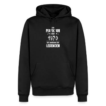 Legenden 1970 - Männer Premium Bio Hoodie - Schwarz - Vorne - Nico (187cm)