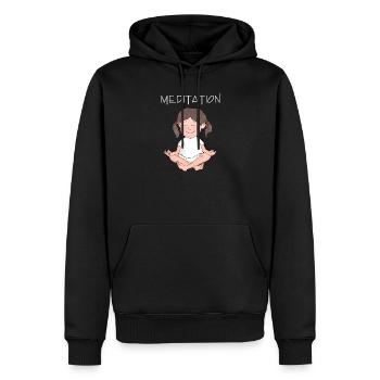 Gelassenheit - Ruhe - Selbstbewußtsein - Männer Premium Bio Hoodie - Schwarz - Vorne - Nico (187cm)