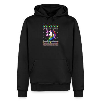 Einhorn-Weihnachten - Männer Premium Bio Hoodie - Schwarz - Vorne - Nico (187cm)