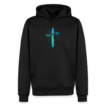 Messias - Männer Premium Bio Hoodie - Schwarz - Vorne - Nico (187cm)