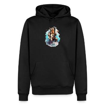 Viking Guitar Rocker Musician Guitarist - Men’s Premium Organic Hoodie - black - Front - Nico (187cm)