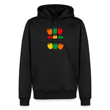 Bannière de nom Peppers de quatre couleurs - Sweat à capuche Premium bio Homme - noir - Devant - Nico (187cm)