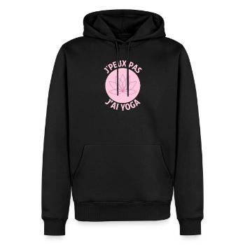 Je peux pas j ai yoga - Sweat à capuche Premium bio Homme - noir - Devant - Nico (187cm)
