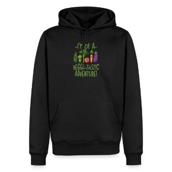 ICH BIN AUF EINEM VIGGI-TASTISCHEN ABENTEUER, VEGAN LUSTIG - Männer Premium Bio Hoodie - Schwarz - Vorne - Nico (187cm)