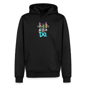 MEINE KATZE HAT MEHR EINSTELLUNG ALS ICH - Männer Premium Bio Hoodie - Schwarz - Vorne - Nico (187cm)