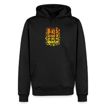BASSES PLUS FORTES, PROBLÈMES PLUS SILENCIEUX, MUSIQUE - Sweat à capuche Premium bio Homme - noir - Devant - Nico (187cm)