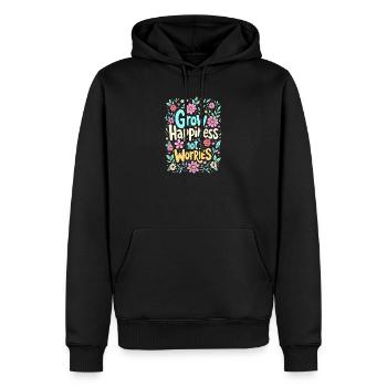 STEIGERN SIE DAS GLÜCK, NICHT DIE SORGEN - Männer Premium Bio Hoodie - Schwarz - Vorne - Nico (187cm)