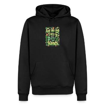 JARDINAGE : THÉRAPIE AVEC LES MAINS SALES - Sweat à capuche Premium bio Homme - noir - Devant - Nico (187cm)