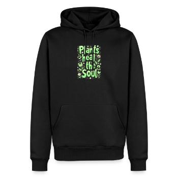 LES PLANTES GUÉRISSENT L’ÂME - Sweat à capuche Premium bio Homme - noir - Devant - Nico (187cm)
