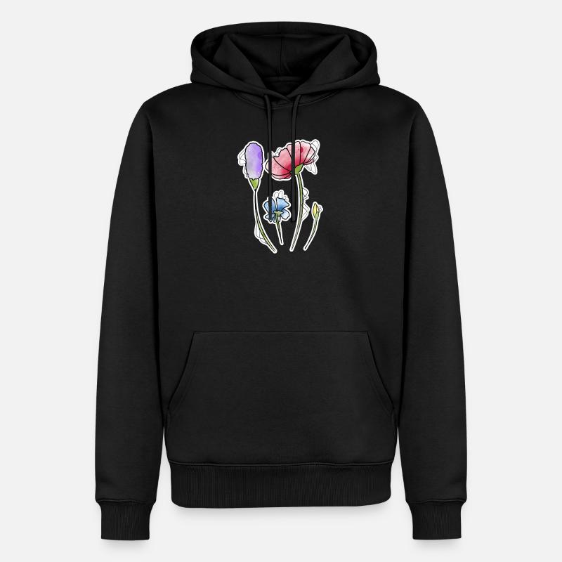 Blumen - Männer Premium Bio Hoodie - Schwarz