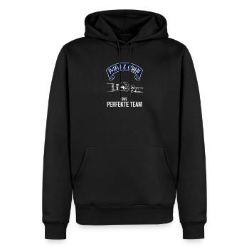 Papa et fils L’équipe parfaite Fête des pères Anniversaire - Sweat à capuche Premium bio Homme - noir - Devant - Nico (187cm)