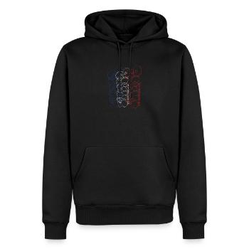 Dynamische Skizze der Paris Bubble Franz Flagge - Männer Premium Bio Hoodie - Schwarz - Vorne - Nico (187cm)