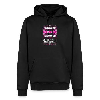 Qualitätsmerkmal Mathilde einfach Erstklassig - Männer Premium Bio Hoodie - Schwarz - Vorne - Nico (187cm)