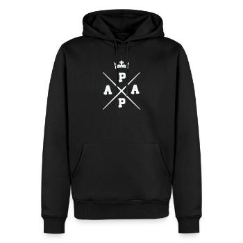 Kreuzendes Papa krone Logo - Männer Premium Bio Hoodie - Schwarz - Vorne - Nico (187cm)